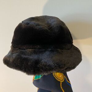 Y2K Wilsons Leather Faux Fur Brown Bucket Hat:Quiet Luxury Ski Snow Winter